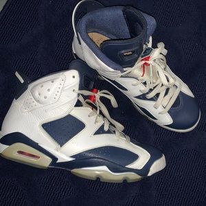 USED-air Jordan Olympic 6s in white blue and red